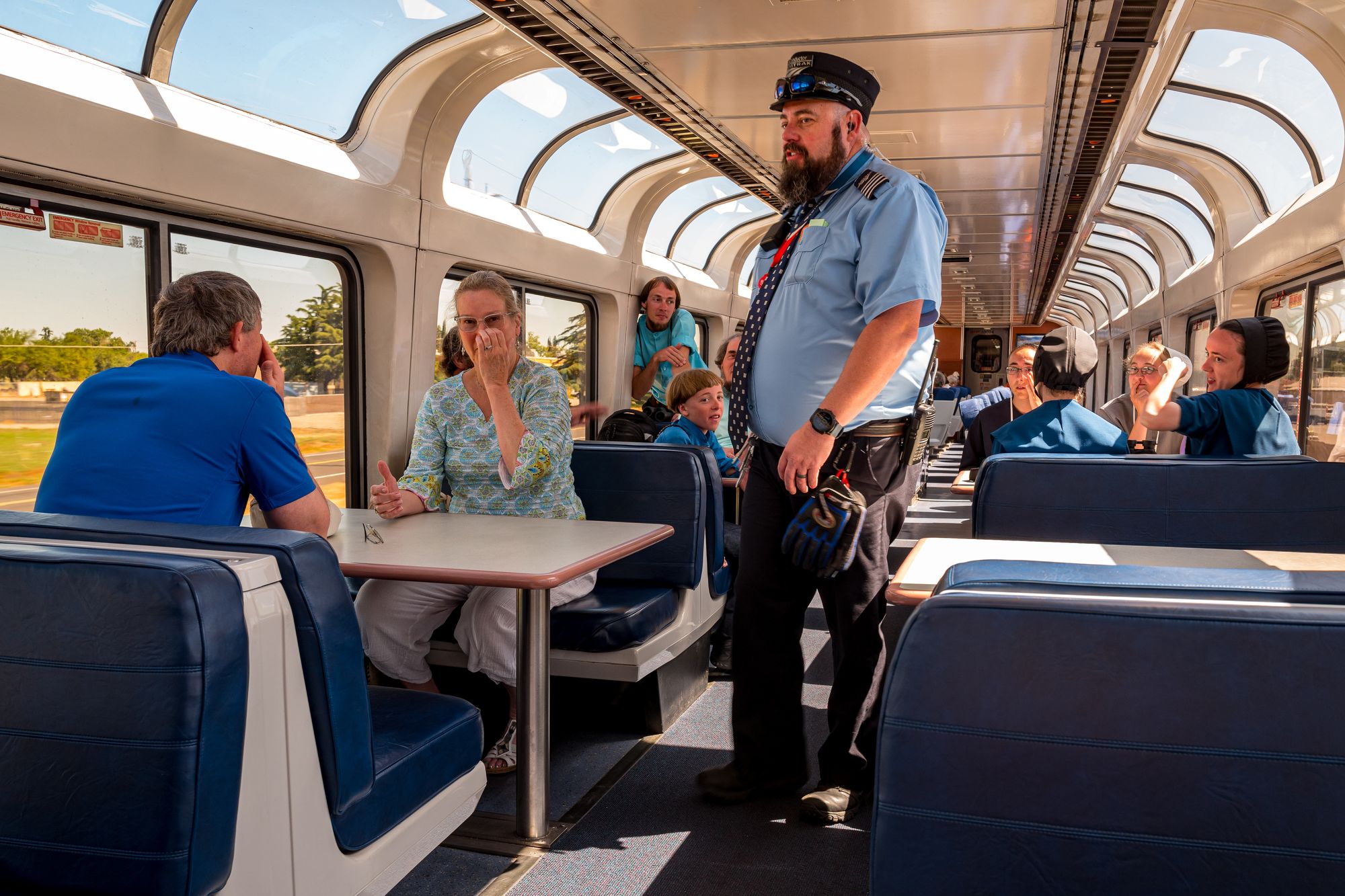 Amtrak California Zephyr Conductor Passengers Mennonite