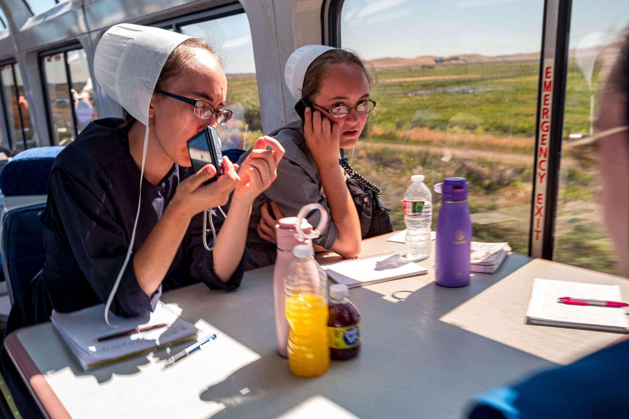 Mennonite Girls Amtrak Sightseer